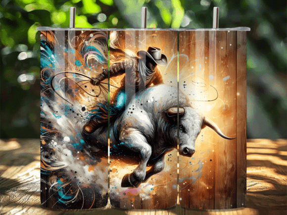 Download Abstract Rodeo Bull Rider Tumbler Wrap - Premium Resources